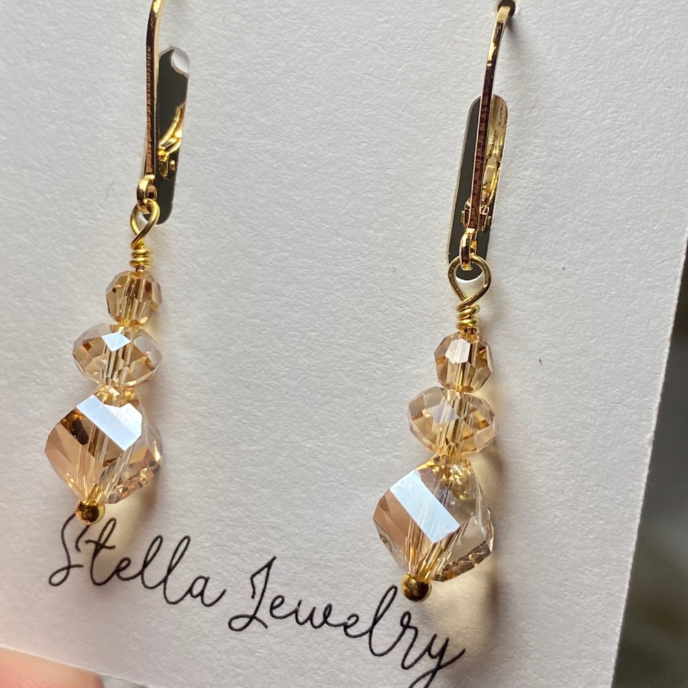 Swarovski champagne earrings - Picture 1 of 2